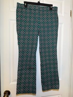 J. Crew Campbell Ankle Pants Sz 10 Wide Leg Celtic Knot Navy Pink & Green Preppy